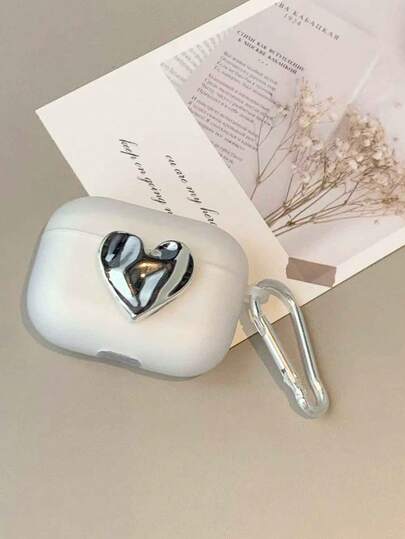INS Electroplated Heart 1/2 Gen Earphone Case, Wireless Bluetooth Apple Pro 2 Protective Cover With Carabiner