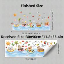 BRUP 1/2 Sheets/Set Floating Animal Friends Wall Stickers,Koala Seal Fox Squirrel In Ocean Wave, Summer Beach Theme Decals For Kids Playroom Or Nursery Wall, Removable Peel And Stick, Whimsical Underwater Adventure Theme Children's Growth Height Stickers - Multicolor - View 12
