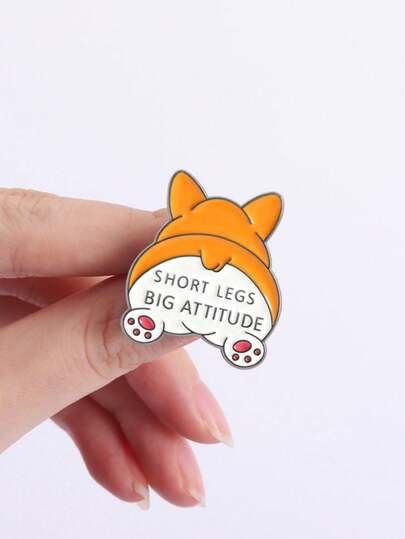 1枚可爱柯基犬屁股珐琅徽章 | 俏皮迷人的徽章配饰，锌合金材质，创意可爱柯基犬珐琅徽章。跨境个性化卡通黄色狗狗动物金属配饰徽章，可作为礼物送给朋友。
