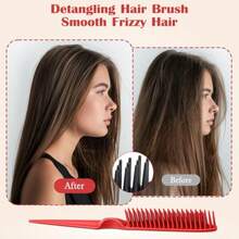 3 Row Comb 4 PCS Curl Defining Combs Triple Row Styling Comb Rat Tail Teasing Brush Styling Hair Combs For Women Detangling Defining And Curls Sectioning Hair - As Pic - View 2