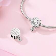 1 pieza Colgante con cuentas plateado, Serie del Día de la Madre letra MOM, Elefante, Conejo, Corazón, Árbol de la Vida, Hija y Madre, Adecuado para pulsera, collar, manualidades de joyería, regalo del Día de la Madre para mamá - Plateado - Ver 2