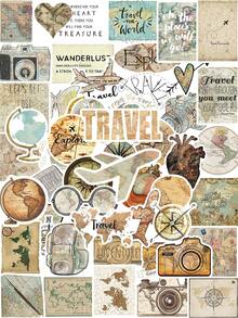 50pcs Travel The Map Stickers, Self Adhesive,School Stationery Supplies,Journaling Supplies,Scrapbook Supplies,Mobile Phone,Laptop,Bumper,Skateboard,Water Bottles,Hard Hat,Car Stickers - 1 Set - View 10