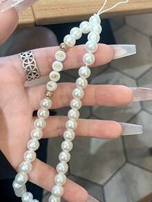 Customized Phone Strap - Fashionable And Elegant Faux Pearl Letter String Design, Can Be Engraved With Name, Slogan And Date, Suitable As Birthday, Valentine's Day, Anniversary Gift Or Perfect Present For Boyfriend/Girlfriend - Multicolor - View 1