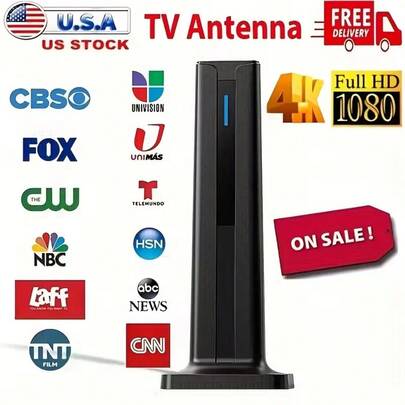 YAIUZGOO Antena de TV digital de talla grande de 480 millas con amplificador, cable coaxial HDTV de 16 pies/adaptador de CA, compatible con 4K 1080p para Fire TV Stick y todos los televisores antiguos