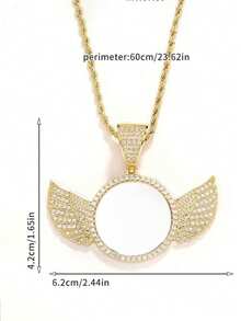 Kalung Foto Sayap Malaikat Kristal yang Dipersonalisasi, Kalung Foto Kustom, Liontin Foto Hip Hop, Liontin Foto Bulat Kustom Bertabur Berlian Imitasi, Emas, Perak, Modis, Berwarna-warni, Retro, Unisex, Kasual, Disesuaikan, Dipersonalisasi, Unik, Untuk Keluarga, Hadiah Kenangan - MultiWarna - View 9