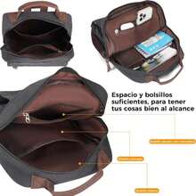 Mochila para Hombre,Mochila de Senderismo, Bandolera Hombre Lona impermeable, Bolsas al Hombro,Viajes, Deportes, Actividades al Aire Libre - Blanco - Ver 4