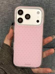 可爱简约波点手机壳，兼容 17 Pro Max、17 Pro、17、16 Pro Max、16 Pro、15 Pro Max、15 Pro、14 Pro Max、14 Pro、16、15、14 Plus、12、13 Pro Max、11、17 Air，亮面防震后盖，时尚礼物之选。 - 粉色 - 查看 2