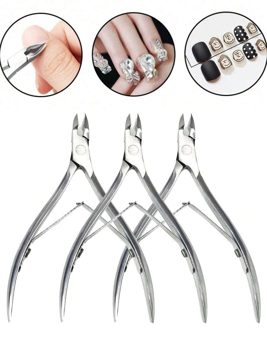1pc Stainless Steel Professional Nail Clipper, Cuticle Nipper Nail Care Tool - Grey - View 1