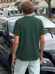 男士图案T恤，复西足球球衣 - 传奇10号，休闲足球迷装扮，足球衫，100%聚酯纤维透气针织面料，常规版型圆领设计 - 墨綠色 - 查看 2