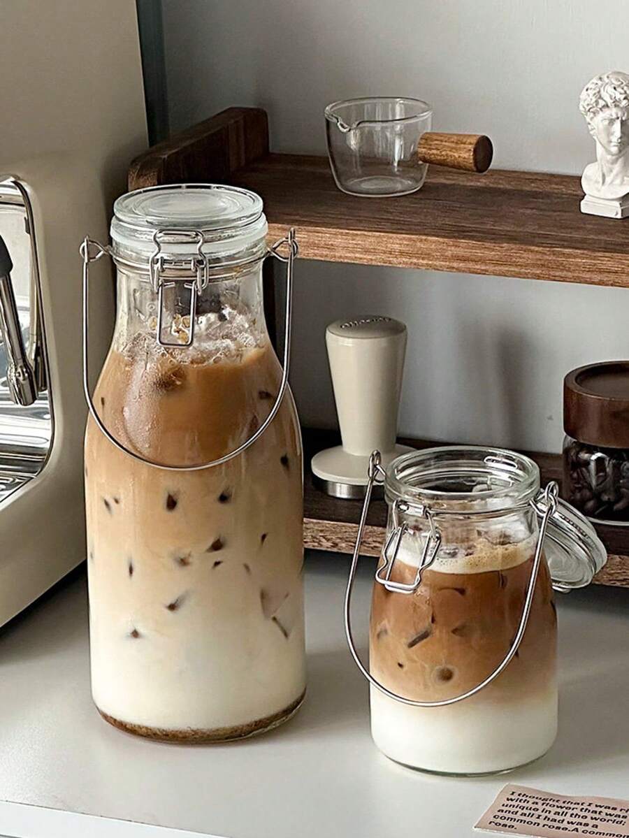 便携式玻璃杯带盖,个人水/茶/咖啡杯,防漏户外水瓶 - 透明蓋 - 查看 1