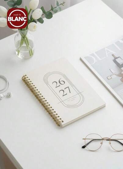 1 szt. tygodniowy i miesięczny planer na lata 2026-2027, spiralny kalendarz dzienny, kalendarz spotkań akademickich, zwiększający produktywność, odpowiedni do użytku domowego, szkolnego i biurowego, format A5, artykuły szkolne na powrót do szkoły