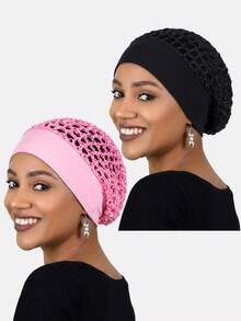 1pc Women Handmade Crochet Sleep Cap, Kerchief Hat Hair Accessory, Suitable For Everyday Use - Coffee - View 18
