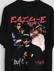 Ea Zy-E T-Shirt 90s Retro Rap Hip Hop Music Fan Merch Shirt Ea Zy E Sweatshirts - 黑色 - 查看 1