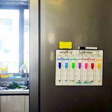 1 Magnetic Erasable Refrigerator Calendar With Magnetic Board - Magnetic Whiteboard Surface, Magnetic Organizer With Weekly And Monthly Plan Layout, Suitable For Refrigerators, Kitchens, And Offices - Magnetic Calendar Planner For Homes, Businesses, And Households - Compatible With Magnetic Notes, Photos, And Lists - Easy To Wipe Surface - Suitable For Scheduling, To-Do Lists, Dining Plans, Gift Creativity - Black and White - View 8
