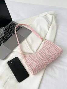 Plaid Pattern Bag Handbag,Shoulder Bag Minimalist,Casual Lightweight,Portable Women, Rookies & White-Collar Workers,Teacher Gifts,Girl,Woman Bag,Work ,Business,Commute,Shopping Valentines - 彩色 - 查看 4