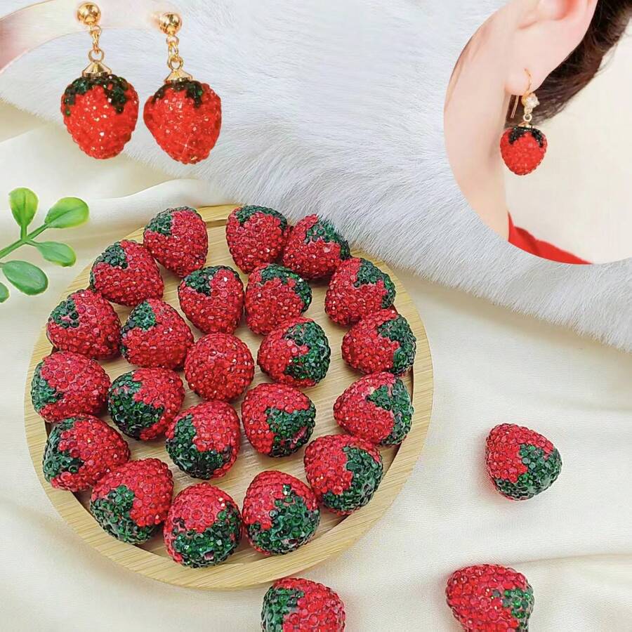 2/5/10/20pcs Red Clay DIY Handmade Jewelry Making Beads - Red - Strawberry - View 1