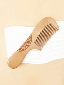 1把加厚桃木美发造型梳，按摩直发手柄 - 黃色 - 查看 2