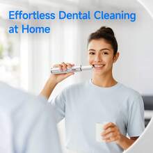 Sistema de cuidado oral 2 en 1 con 5 modos ajustables - Juego de cepillo de dientes eléctrico con luz LED y 5 modos ajustables - Recargable a través de batería de litio USB 500mAh - Blanco - Ver 2