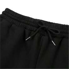 Calça Moletom Wide Leg Masculina Para O Inverno Sem Estampa Perna Larga Confortável Estilosa - Preto - Visão 4