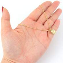 1pc New Fashion Block Initial Heart Pendant Golden Box Chain Necklace For Women - Yellow Gold - View 3