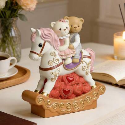 1件装卡通泰迪熊木马蜡烛硅胶模具 DIY手工装饰品 石膏树脂模具 手工皂 婚礼季家居装饰品 创意手工礼物