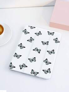 1个蓝色蝴蝶图案平板电脑保护套，带笔槽，防摔，三折支架，兼容10.2英寸、11英寸（2021/2020/第十代）、（A16）11英寸（第十一代，2025年）、第八/第九/第十代、Galaxy Tab A8 10.5英寸（2022年）、Matepad 10.4英寸/Tab，支持睡眠/唤醒功能，浪漫个性化礼物 - 彩色 - 查看 2