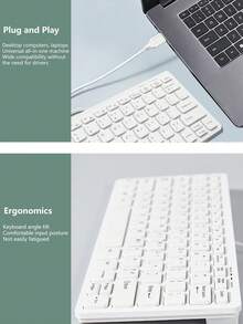 Teclado con cable de 78 teclas, interfaz USB, estilo punk, teclado mini silencioso compatible con computadora portátil y de escritorio - Blanco - Ver 7