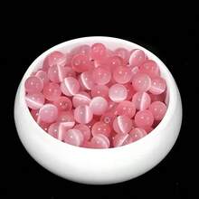 1pc Pink Cat Eye Stone Beads, DIY Beading Supplies For Necklace, Bracelet, Jewelry Making - Pink PK - View 1