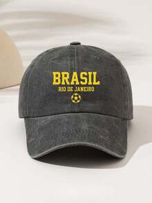 Mũ lưỡi trai mùa hè in hình ngôi sao Brazil, kiểu dáng vintage, chất liệu denim mài, chống nắng, phong cách hippie cá tính, vành cong, có thể điều chỉnh kích cỡ đầu, mũ lưỡi trai vành cong unisex, kiểu mũ "Dad Hat". - Mũ có thể giặt được 5 - Xem 19