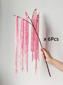 MEHELANY 6/3/1 chiếc mặt dây chuyền hoa tử đằng nhân tạo, mặt dây chuyền hoa giọt nước mắt tình yêu, mặt dây chuyền hoa amaranth giả bằng lụa, hoa cưới màu đỏ tía, bó hoa cưới kiểu thác nước, thích hợp trang trí phông nền đám cưới, trang trí khách sạn, cắm hoa DIY, trang trí bình hoa, trang trí tường, quà tặng Ngày của Mẹ, sinh nhật, tiệc tùng. - Hồng - Xem 9