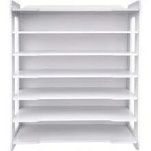 Aktenordner, 7-stufiger weißer Schreibtisch-Aktenordner, stapelbarer Papiersortierer mit Briefablage, 25 x 34 cm platzsparender Schreibtisch-Organizer - Weiss - Übersicht 8