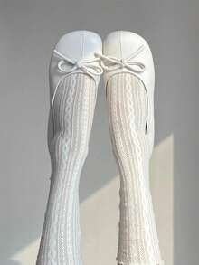 1/2 双层蕾丝绒中筒袜 女士性感中筒长袜 玛丽珍蕾丝可爱甜美小腿薄款春夏黑白长袜 - 彩色 - 查看 8