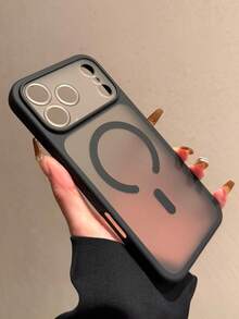 适用于 17 Pro Max、17 Pro、17 Air、16、15、14、13 Pro Max 的豪华可拆卸摄像头保护磨砂磁吸手机壳，支持无线充电，透明保护套 - 黑色 - 查看 4