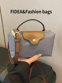 New Fashionable Solid Color Minimalist PU Bucket Bag, Elegant High-End Handbag Suitable For Work, Shopping, Dating, Versatile - Grey - View 5