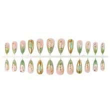 24pcs Vintage Bling Fairy Style Press On Nails, Forest Smudge Design Nails, Full Cover False Nail Tips, Suitable Women Daily & Party Wear, Nail Art Supplies - DJ-1048 - 查看 2