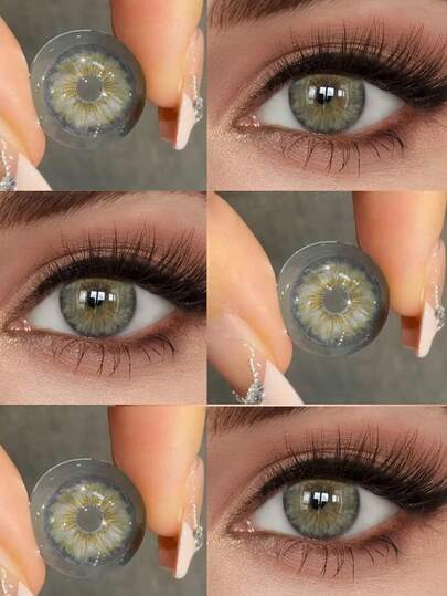 1 par de lentes cosméticas multicolor, de apariencia natural, para maquillaje de ojos, de uso anual, 14.5mm, adecuadas para citas diarias y eventos de Halloween