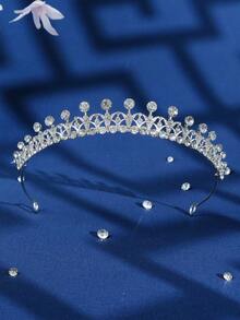 1 pieza Tocado nupcial elegante y minimalista, Corona de cristal plateada, accesorio para graduación, baile de graduación y cumpleaños - Plateado - Ver 11