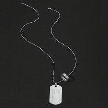 Vintage Hip-Hop Style Men's Stainless Steel Ring With Military Tag Engraving Pendant Sweater Chain Accessory - 1PC - 查看 3