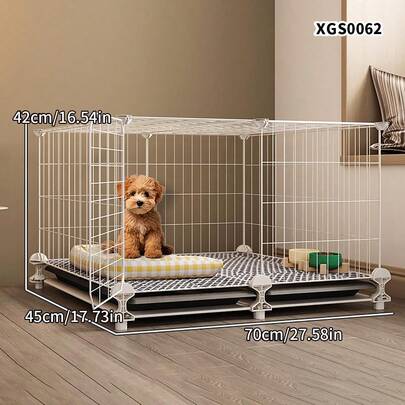 Cute House Shaped Pet Cage, Indoor Small Dog/Cat Crate, Suitable For Teddy/Poodle Puppies, With Door & Fence