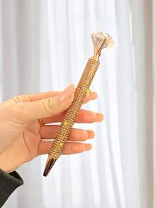 優雅扭轉蓋式圓珠筆，閃亮水鑽設計，金屬結構，中尖，金屬質感，適合辦公室與學校用品，老師與學生的理想禮物，辦公文具，奢華書寫工具，耐用書寫 - 彩色 - 查看 7