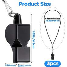 Sports Whistle 3 PCS Professional Whistle Loud Referee Whistles With Lanyard Black Train Whistles For Coaches, Referees, Lifeguards, Emergency Outdoor Sports - C - View 2