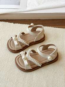 2026 Summer New Girls Pearl Princess Sandals, Fashion Open Toe Beach Shoes For Kids - Beige - View 2
