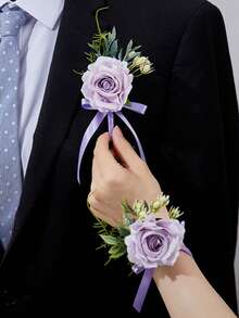 2 chiếc vòng hoa sen xanh đeo tay và cài áo chú rể, vòng hoa hoa giả đeo tay, vòng hoa đeo tay dự tiệc, phụ kiện cài áo chú rể cho nam giới, trang trí dạ hội. - Nhiều màu - Xem 21