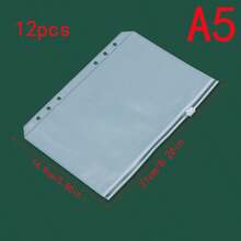 A Set Of 12 A6A5A7 Loose Leaf Notebook Zipper Bags, Receipts, Hand Books, PVC Storage Bags, Transparent 6-Hole Zipper Bags - A - View 2