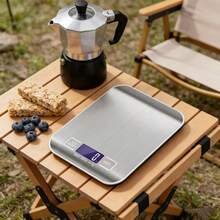 1个紧凑型数字厨房秤，不锈钢液晶电子智能食品秤，小型克数烘焙秤，珠宝秤，咖啡秤，厨房用品，厨房工具（蓝色薄膜可撕除，不含电池） - 銀色 - 查看 10