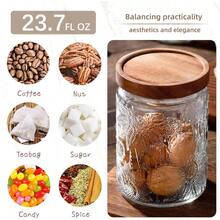 23.7 Fl Oz Vintage Glass Jar With Wooden Lid, Airtight Decorative Food Storage Canisters For Kitchen Counter, Ideal For Candy, Sugar, Coffee, Salt, Tea - Nhiều màu - Xem 4