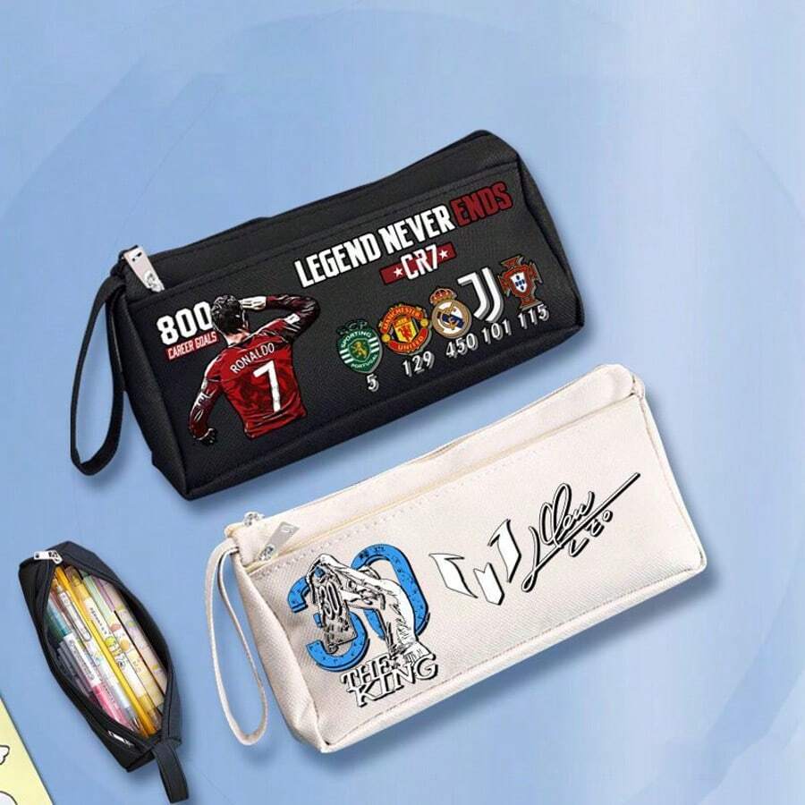 SHARLOVY 1pc World Cup Style Boys' Primary School Large Capacity Multi-Layer Pencil Case, Multi-Functional Stationery Box, New Year/Valentine's Day/Easter Gift - Multicolor - View 1