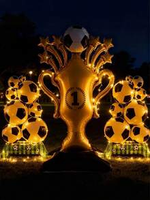 3pcs Giant Champion Trophy Balloons World Cup Soccer Balloons Soccer Party Decorations World Cup Decor Soccer League Champions Trophy Decor Sports Football Ball Fans Birthday Party Decoration Supplies, Baby Shower - Multicolor - View 2