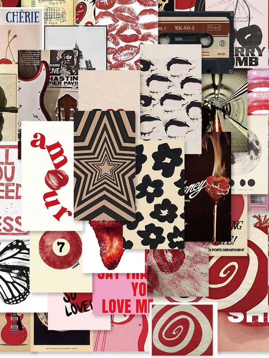 50pcs Y2K Aesthetic Cute Retro Female Poster Stickers, Y2K Style Stickers, Aesthetic Stickers, Y2K Style Cool Stickers, Waterproof Vinyl Material, Suitable For Laptop, Phone, Car, Skateboard, Water Bottle, Scrapbook, Computer, Diary, Etc. - Multicolor - View 1