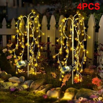 4pcs Solar Firecracker Lights Outdoor Fairy Tree Garden Decor Waterproof LED Solar String Lights